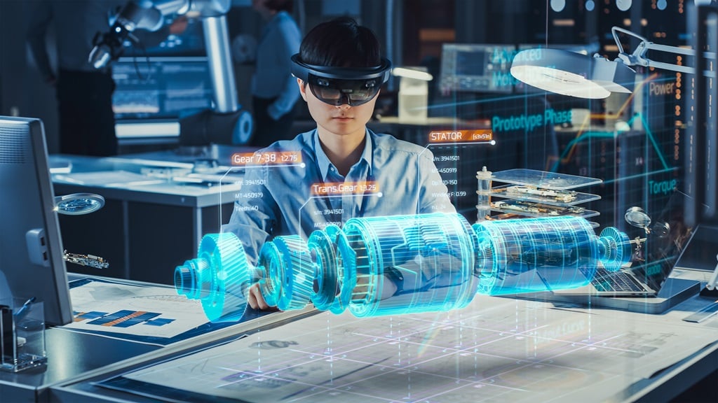 pesquisador usando óculos de realidade virtual