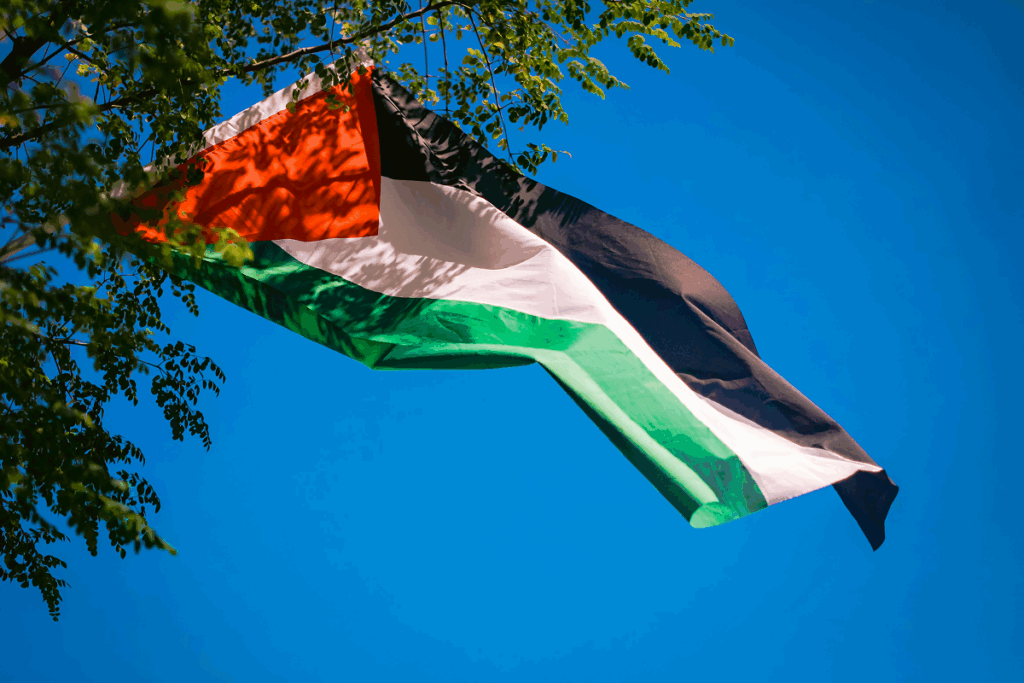 Bandeira da Palestina. Guerra Israel Palestina.