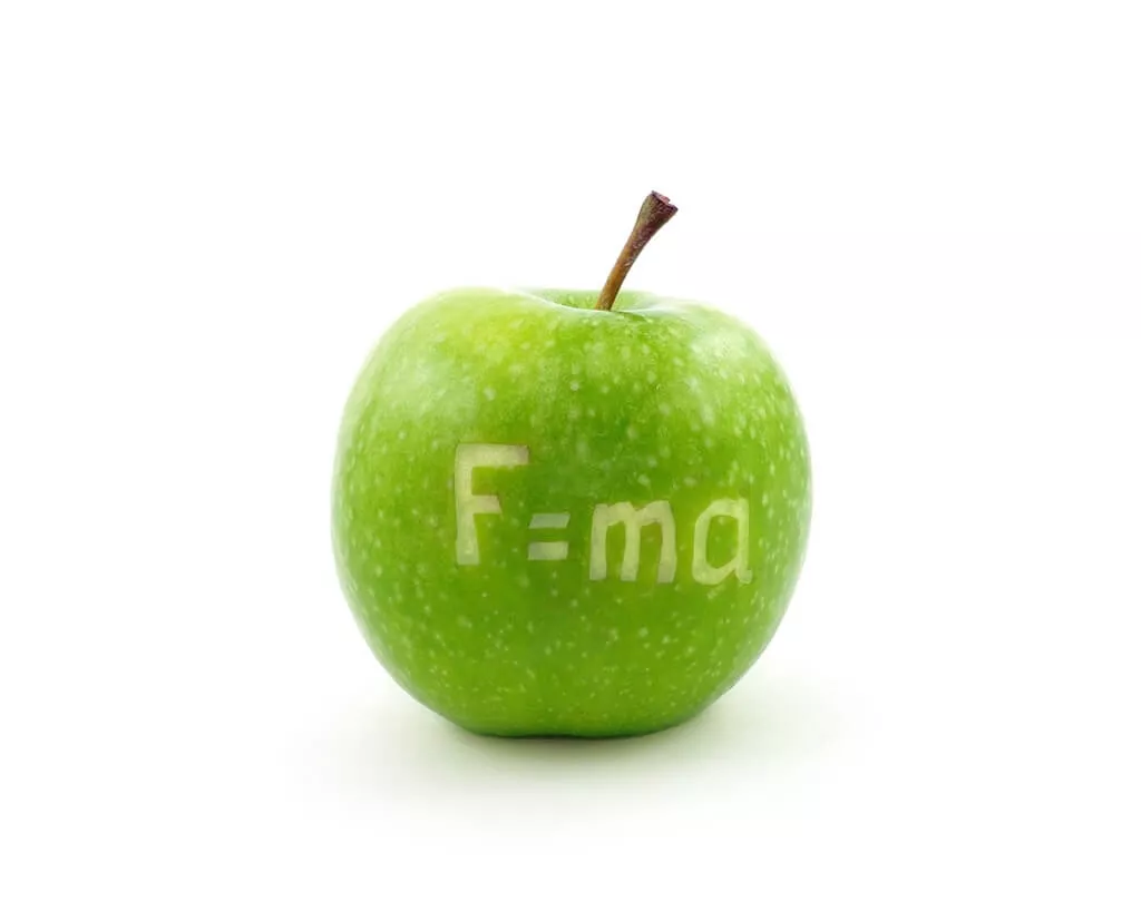 maçã verde com fórmula de física